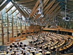 The debating chamber of the Scottish Parliament The debating chamber of the Scottish Parliament